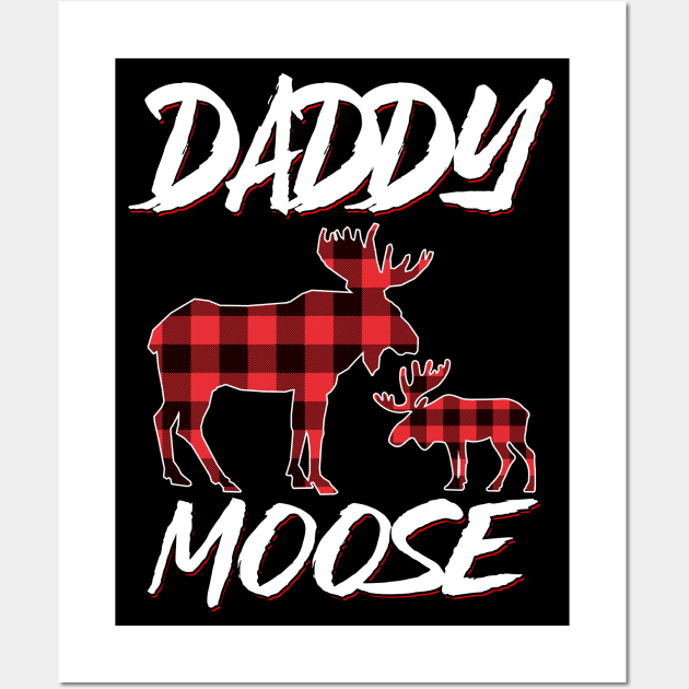 Red Plaid Daddy Moose Matching Family Pajama Christmas Gift Wall Art by intelus